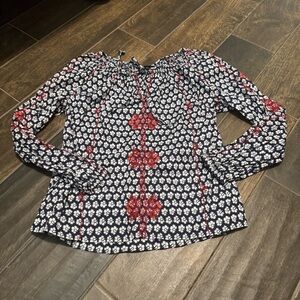 EUC J.Crew BoHo Oversized Embroidered Peasant Top